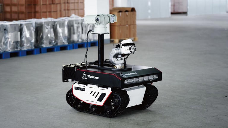 Small firefighting robot tank uses mm-wave radar to navigate smoke ...