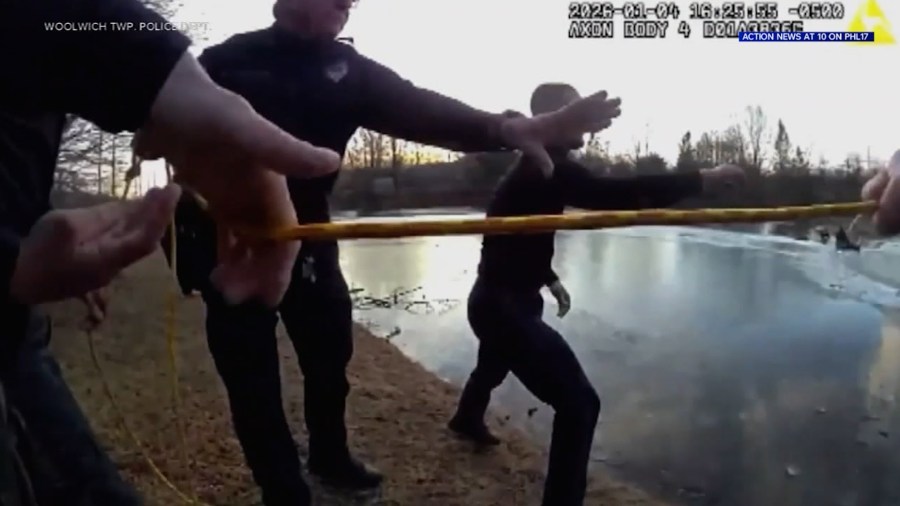 Officers plunge into icy pond to rescue boy after 911 call in New Jersey