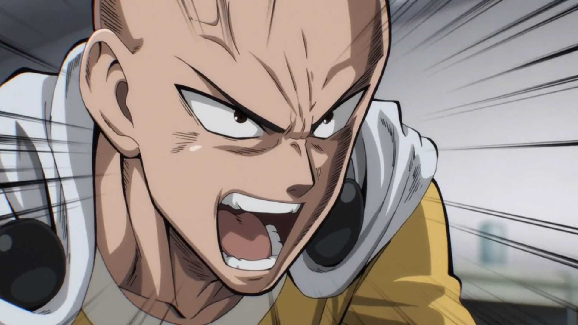 Saitama raging in One-Punch Man