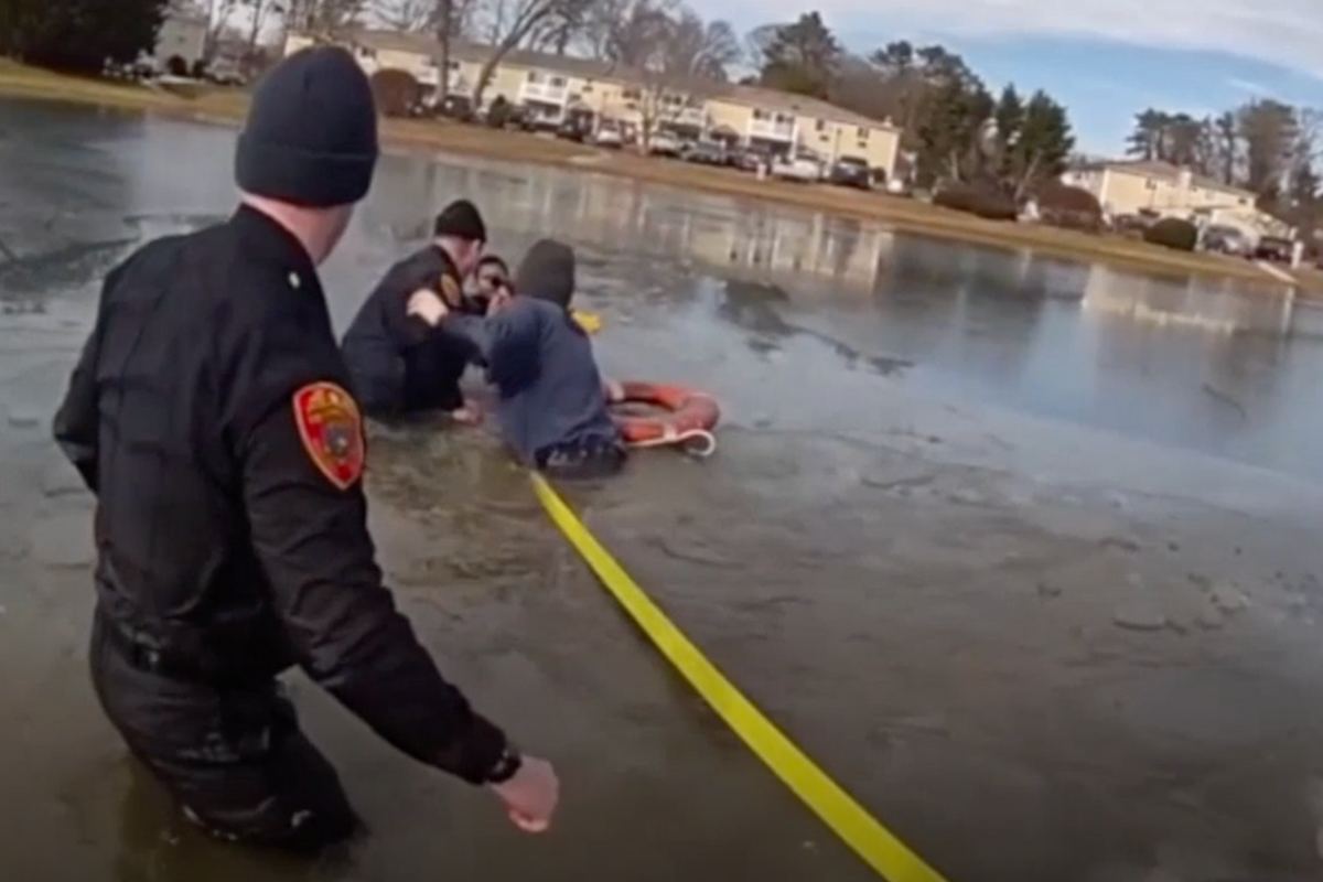 Rescue of eight-year-old who fell through frozen pond