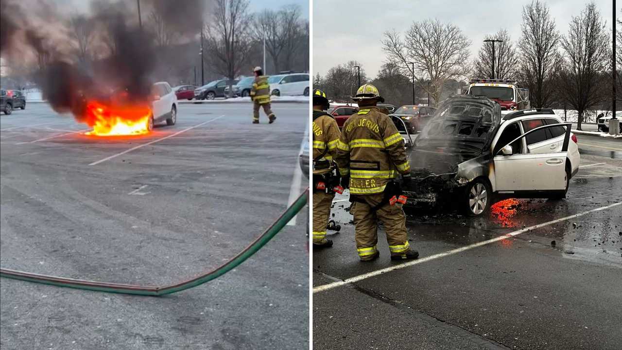 Car goes up in flames at middle school in Orange County
