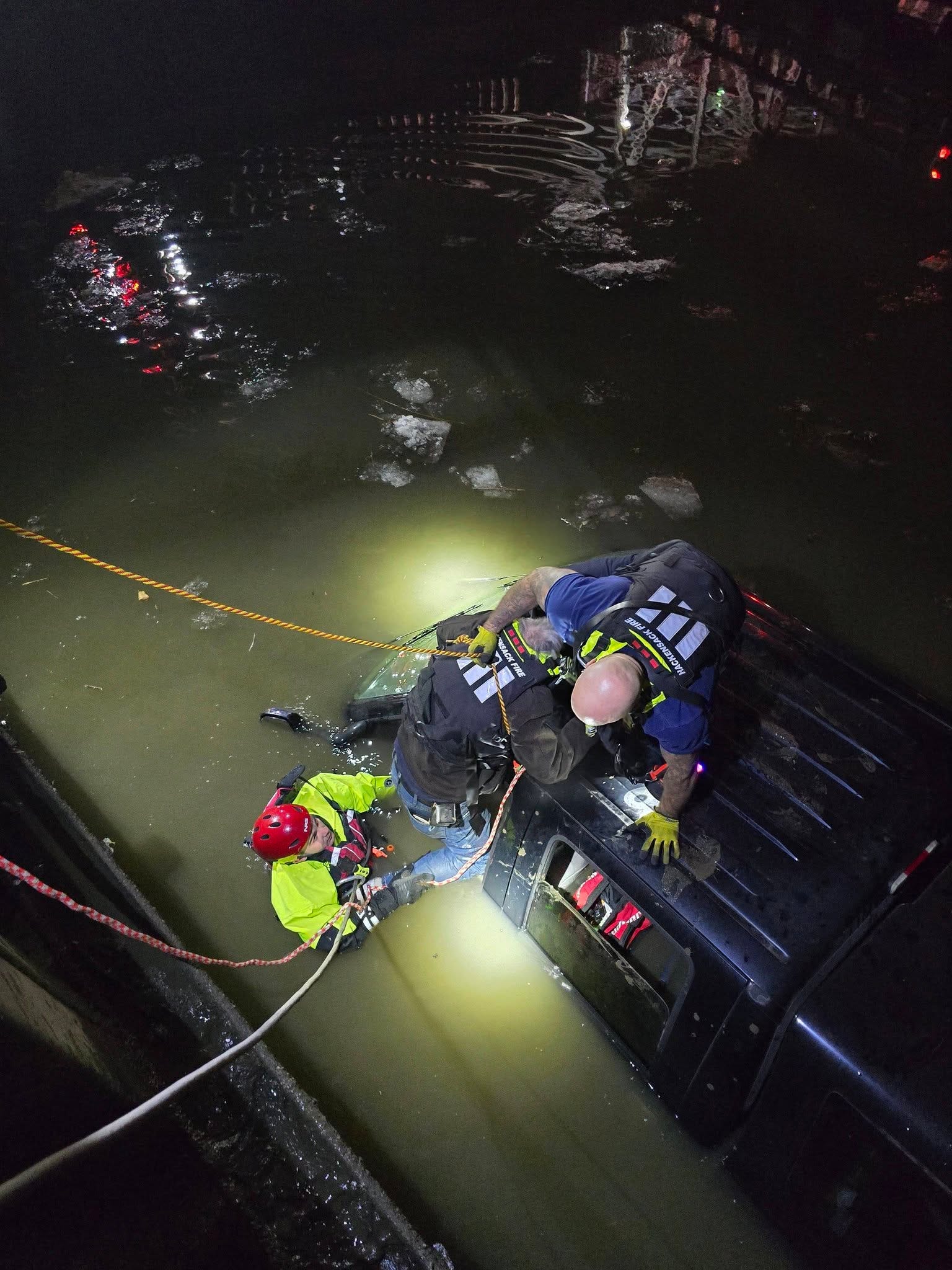 Driver rescued from nearly submerged vehicle in Hackensack River