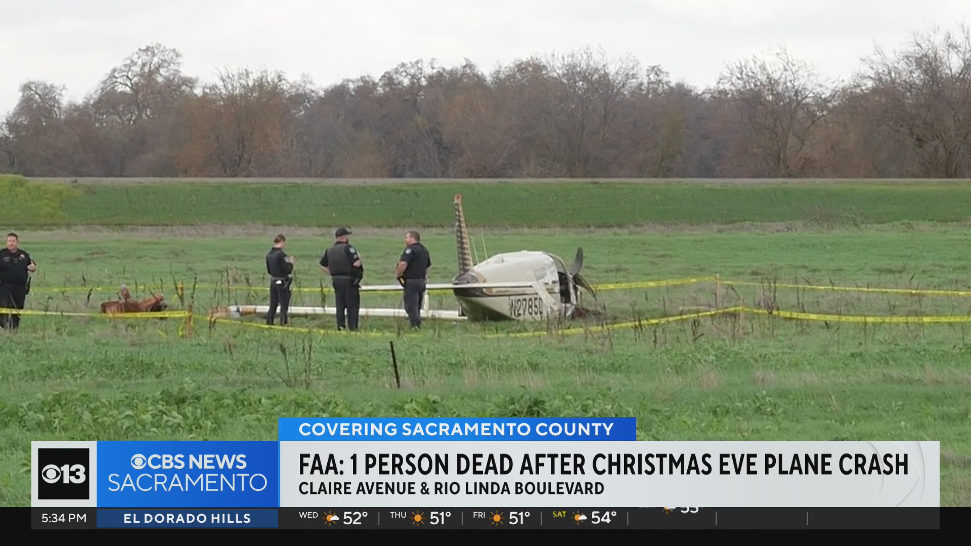 1 dead after Christmas Eve plane crash in Sacramento, FAA says