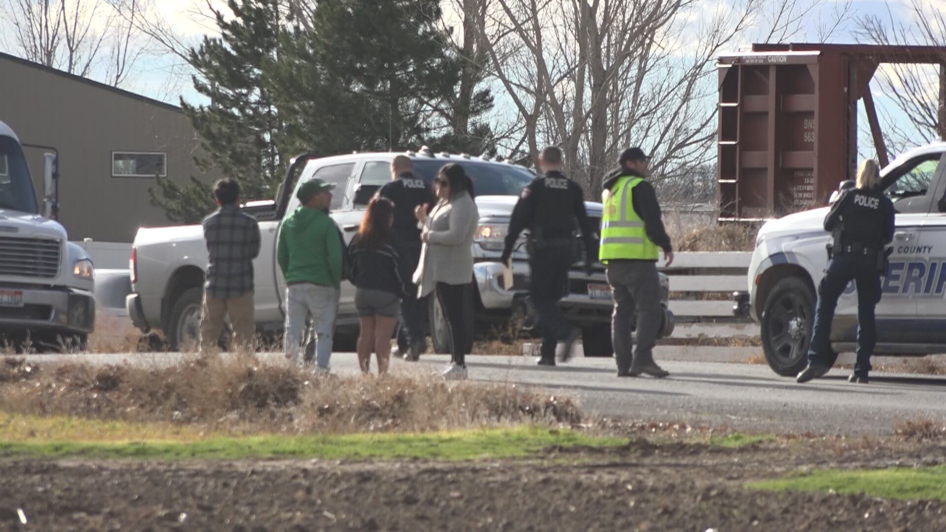 Car damaged in collision with train