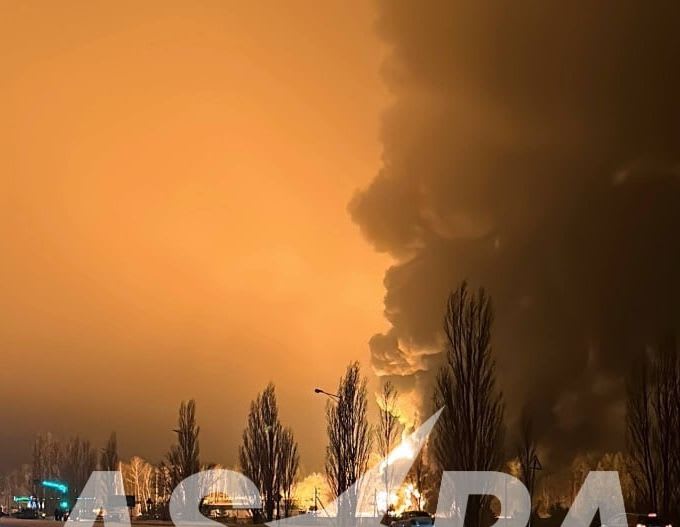 Russian oil depot in Belgorod Oblast on fire after Ukrainian drone ...