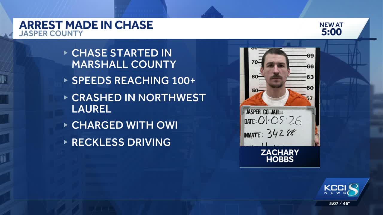 Iowa man arrested after high-speed chase in Jasper County