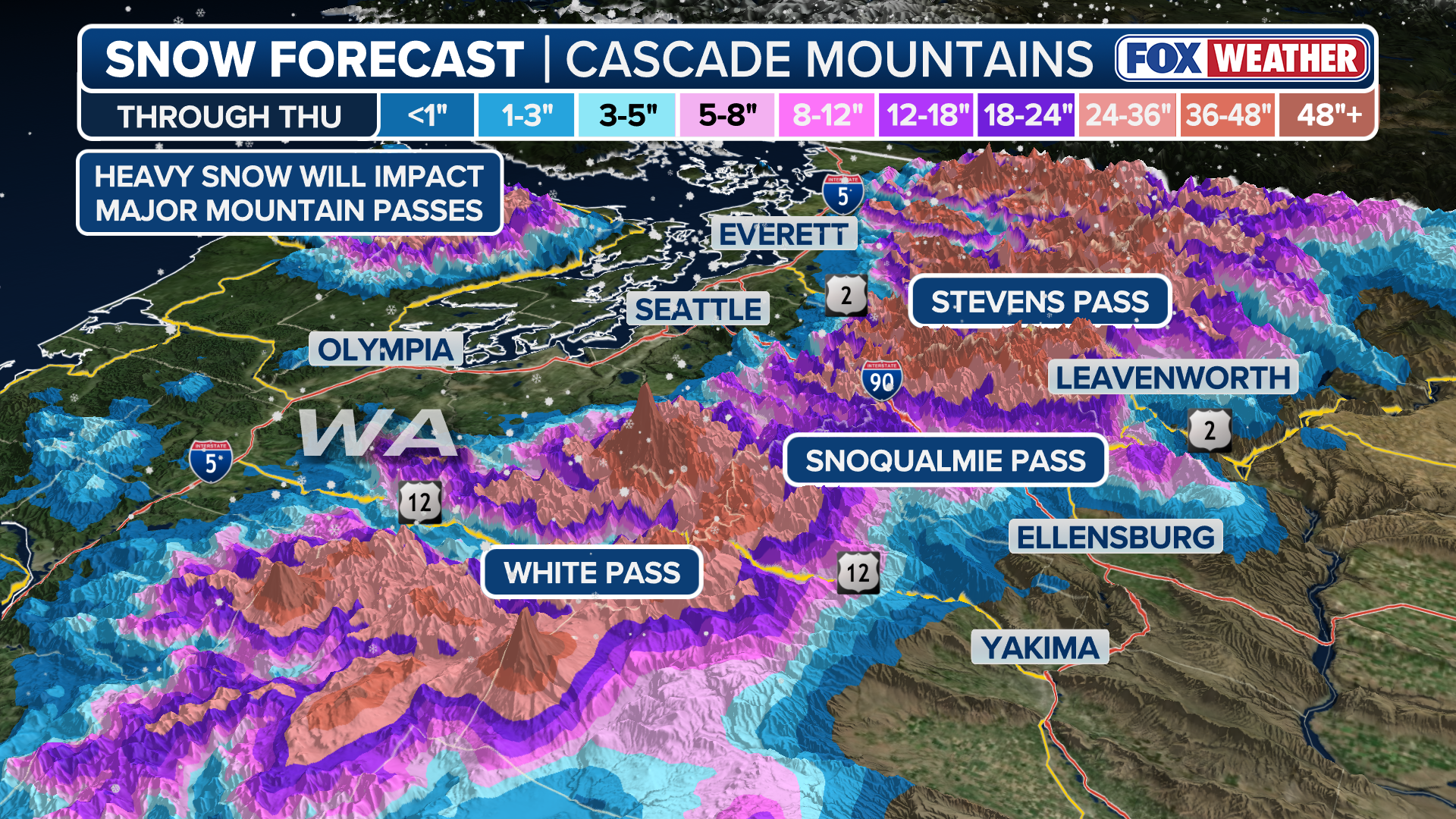 Feet of snowfall possible in the Cascades as storms and colder air ...