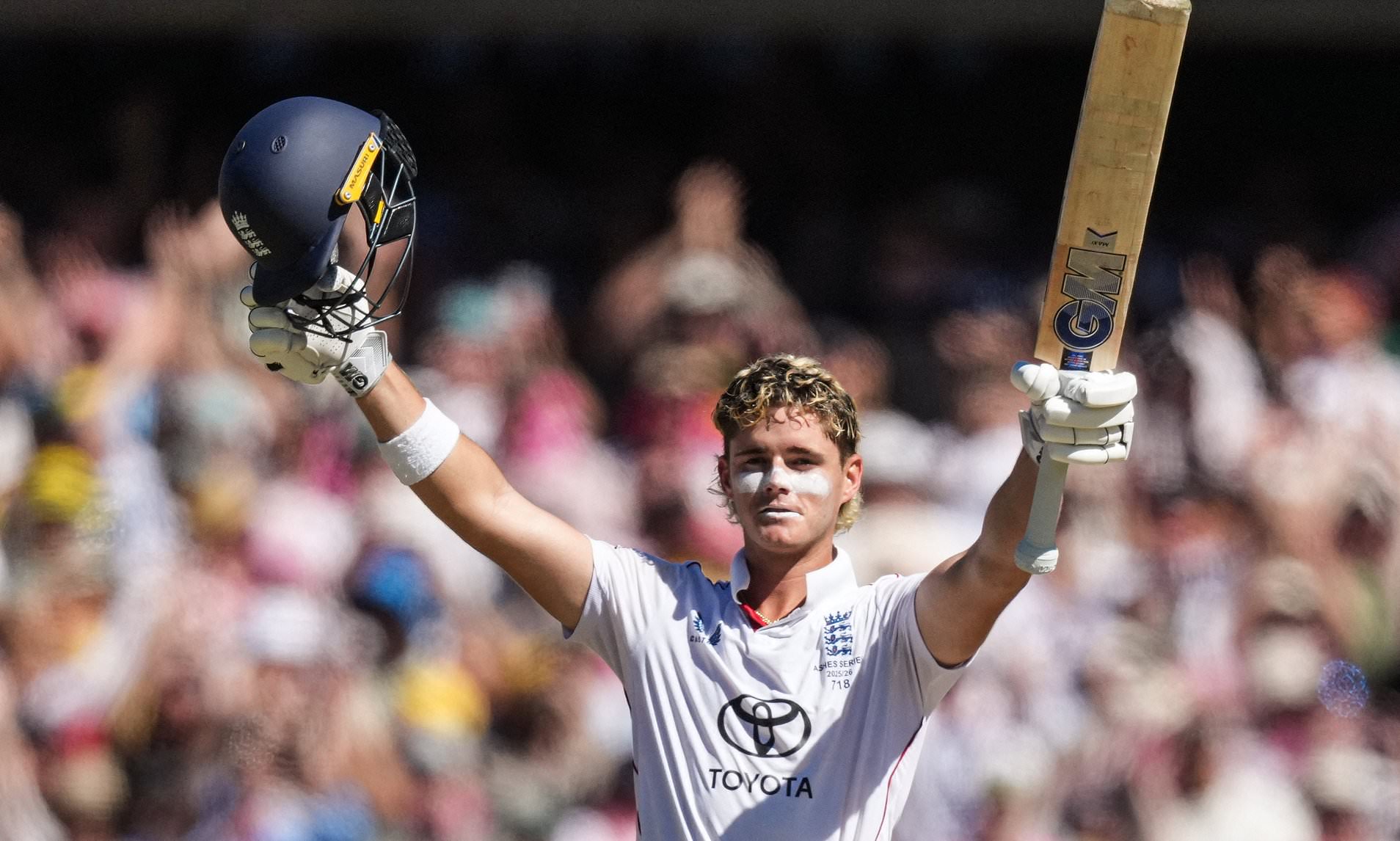 England youngster Jacob Bethell hits his first Test century, after ...
