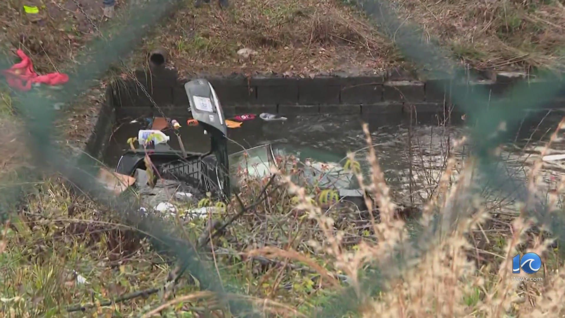 Car submerged in water after VB accident