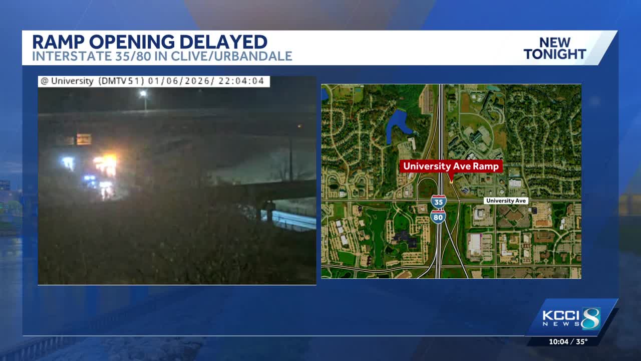 University Avenue ramp reopening delayed on I-35/80 in Clive and Urbandale