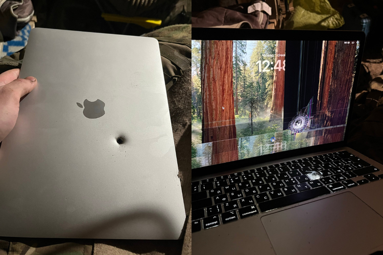 Peluru hantam MacBook Air tentara Ukraina, kondisi laptop di luar dugaan