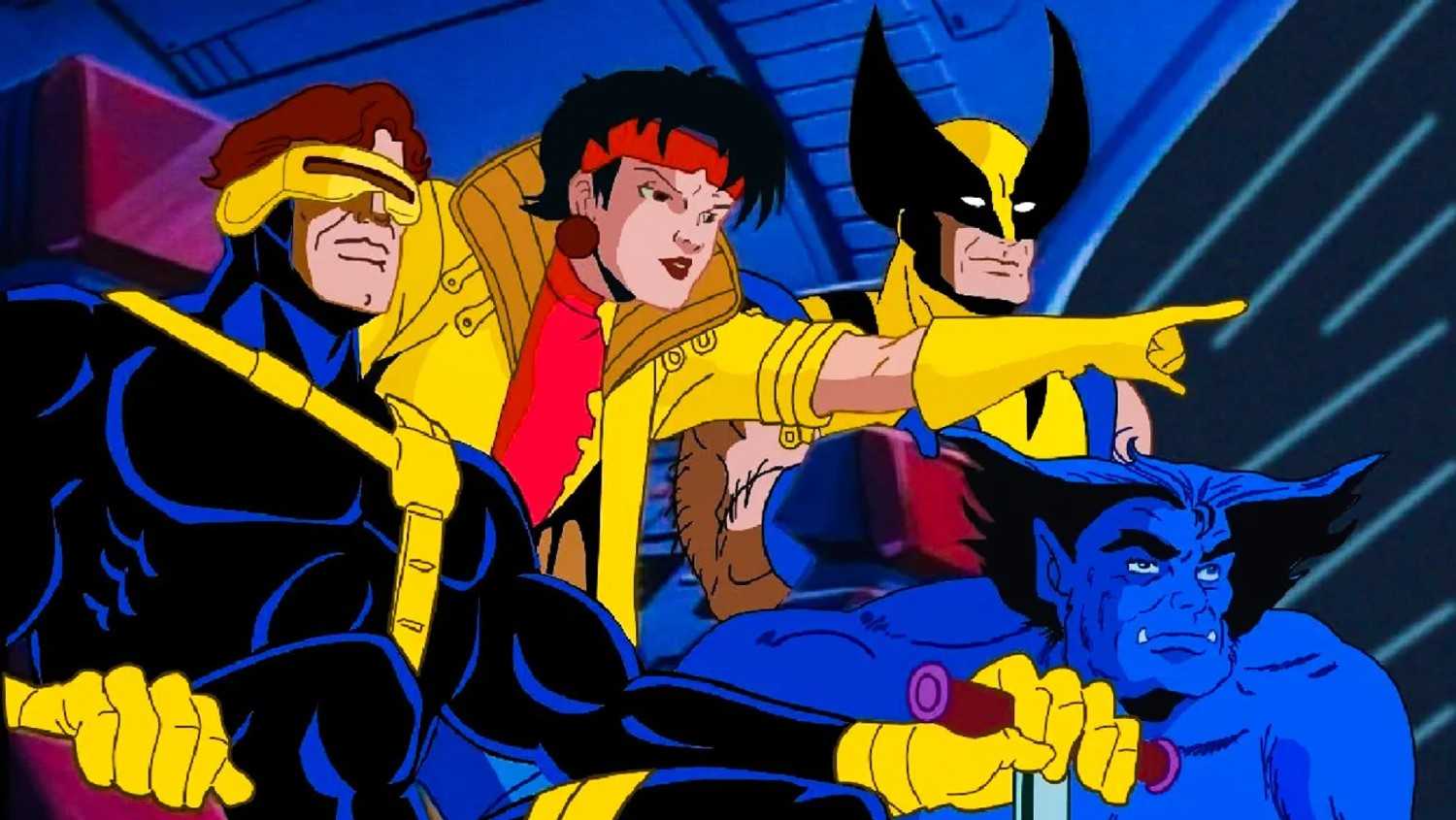 Cyclops, Jubilee, Wolverine, and Beast from X-Men the Animated Series