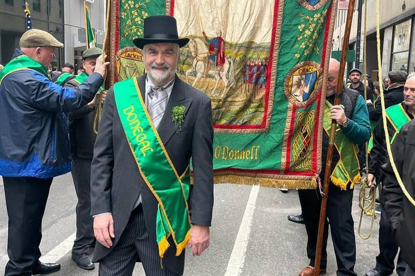 Stephen McCahill representing Donegal at the St Patrick's day parade in New York in 2023
