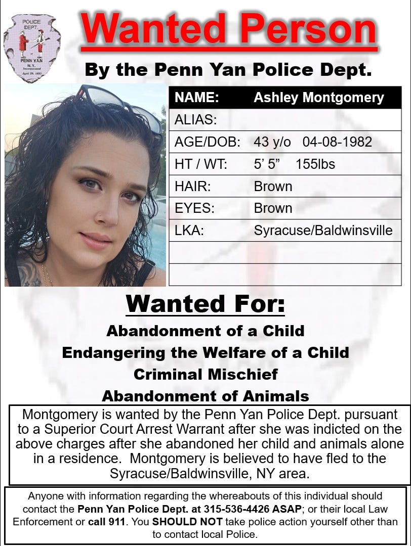 ‘Wanted’ woman accused of abandoning teen, dogs in Penn Yan home turns ...