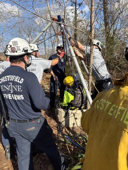 Chesterfield firefighters rescue man from a well