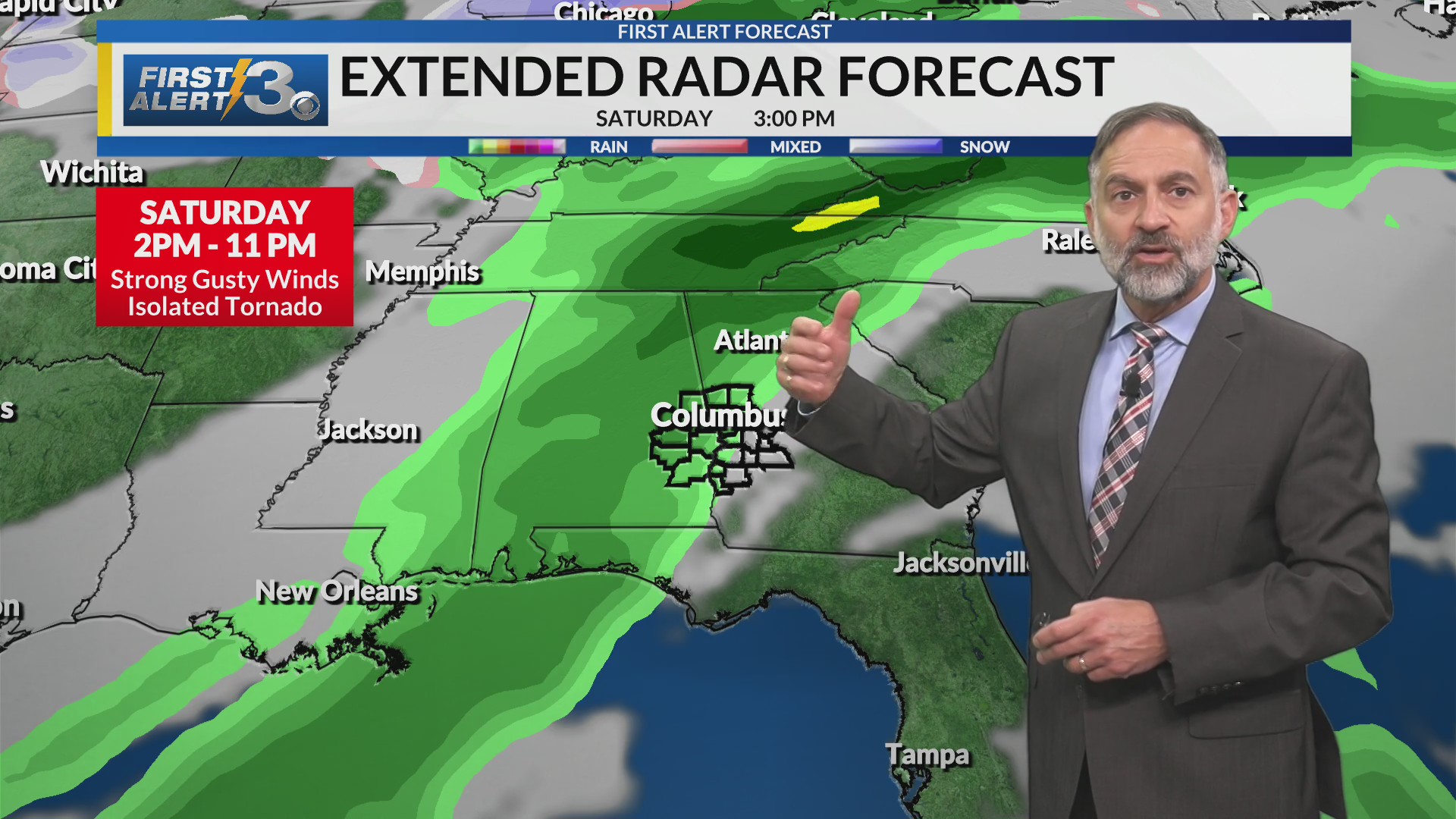 Columbus, GA weather Wednesday PM (01/07/26)