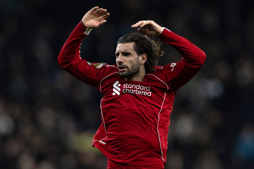 Dominik Szoboszlai of Liverpool celebrates victory following the Premier League match between Tottenham Hotspur and Liverpool at Tottenham Hotspur Stadium on December 20, 2025 in London, England.