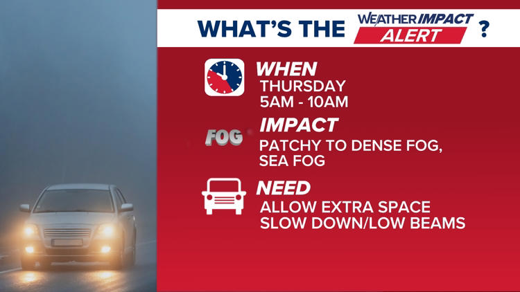 Weather impact alert: Dense fog likely for the Thursday morning commute