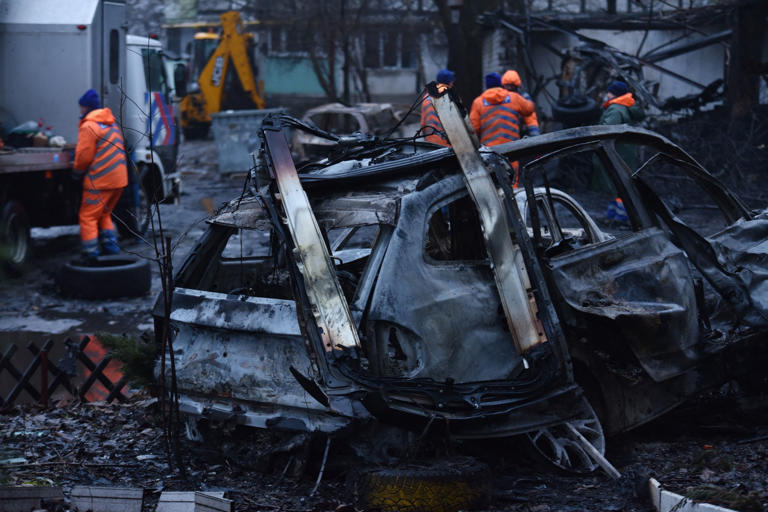 The aftermath of a Russian drone strike in Ukraine (AFP/Getty)