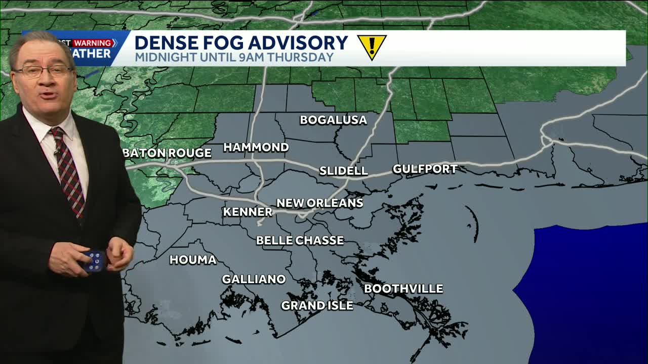 Dense fog advisory again Thursday morning; tracking the next cold front