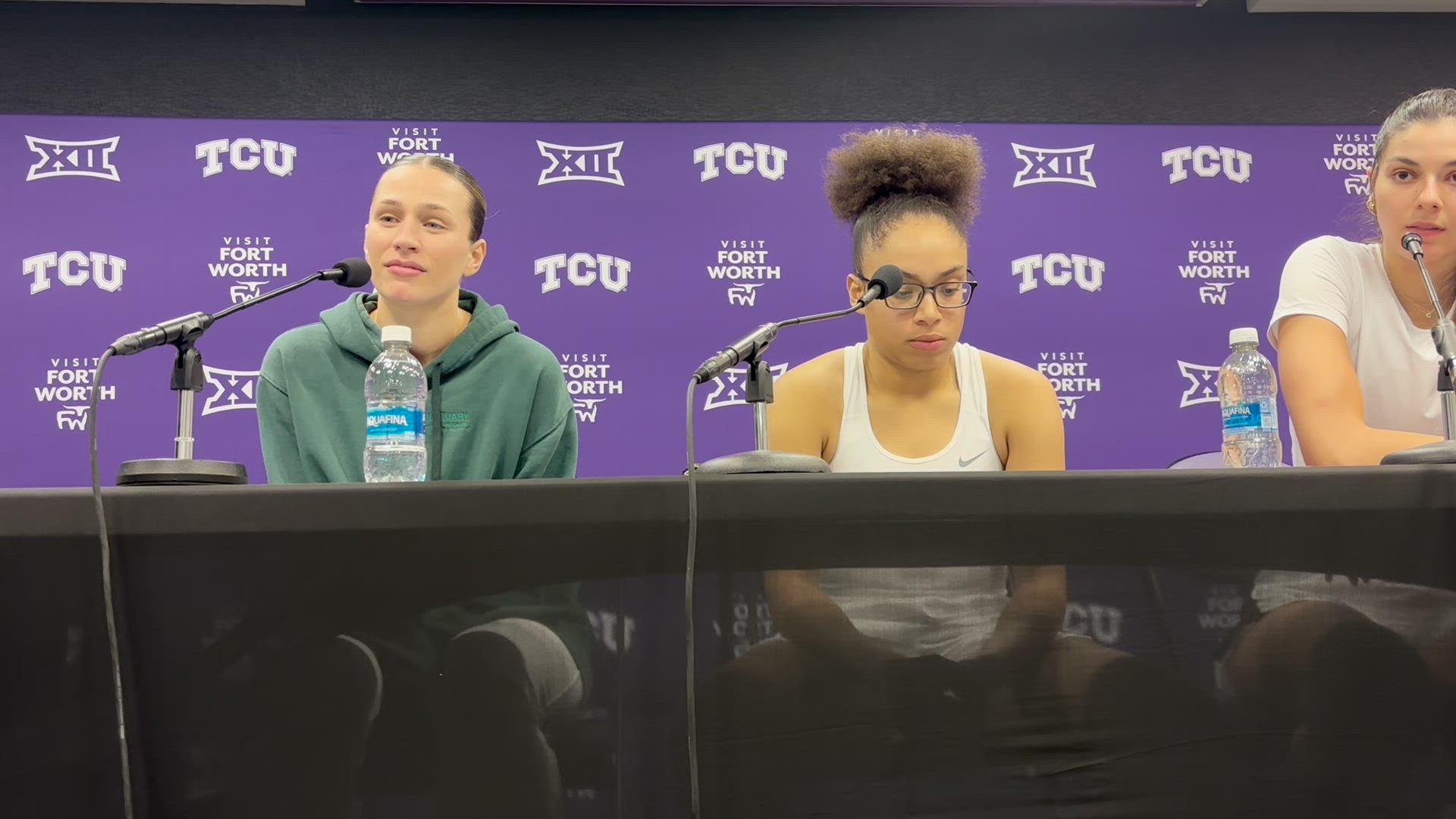 Maddie Scherr, Olivia Miles, and Clara Silva talk TCU win over Oklahoma ...