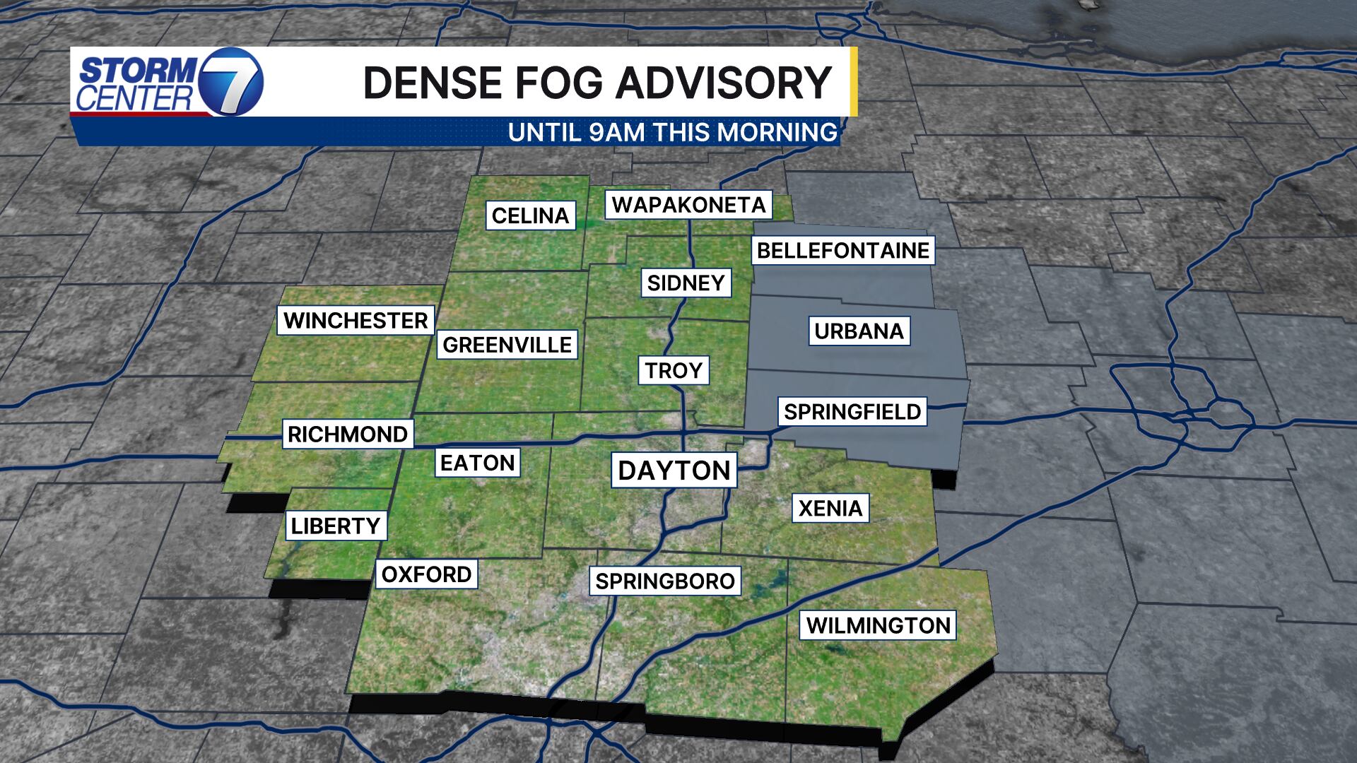Dense fog advisory for parts of region this morning