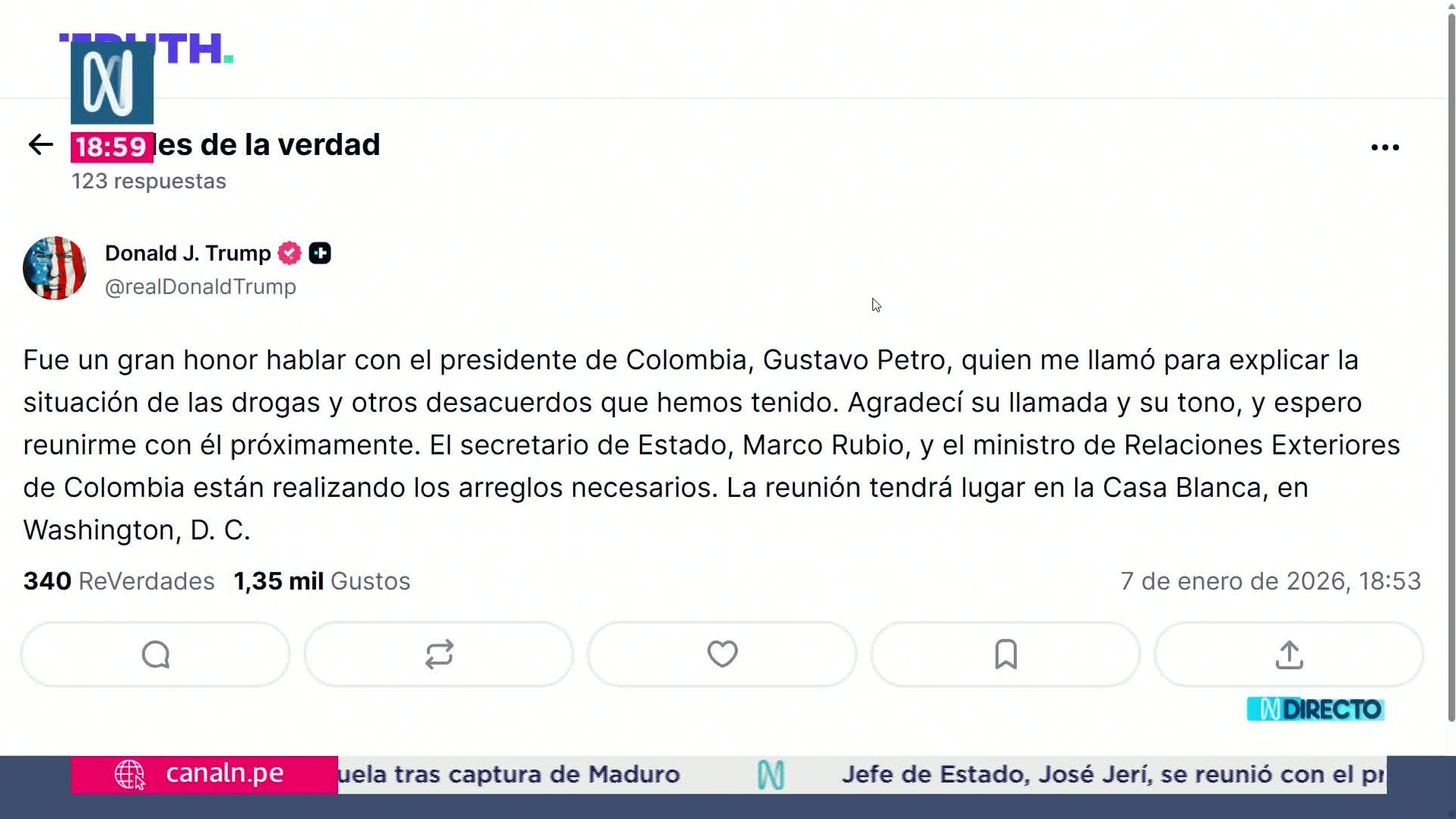 Trump y Petro acuerdan una reunión en la Casa Blanca tras conversación ...