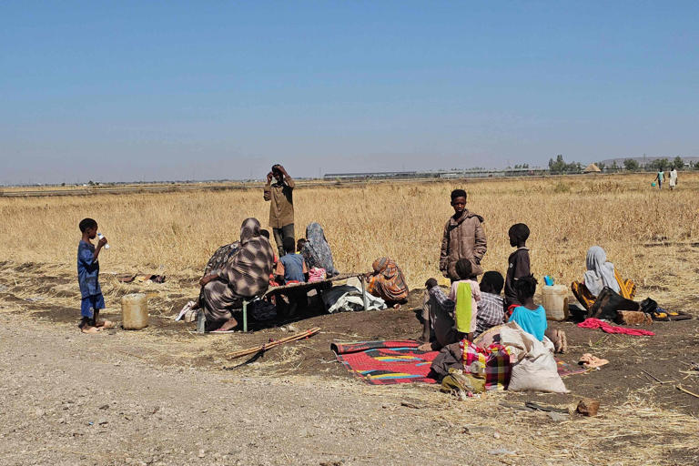 Перемещённые суданцы собрались в городе Гедареф на востоке Судана в прошлом месяце после того, как Силы быстрой поддержки взяли под контроль район Хеглиг на западе Судана. Фото: AFP