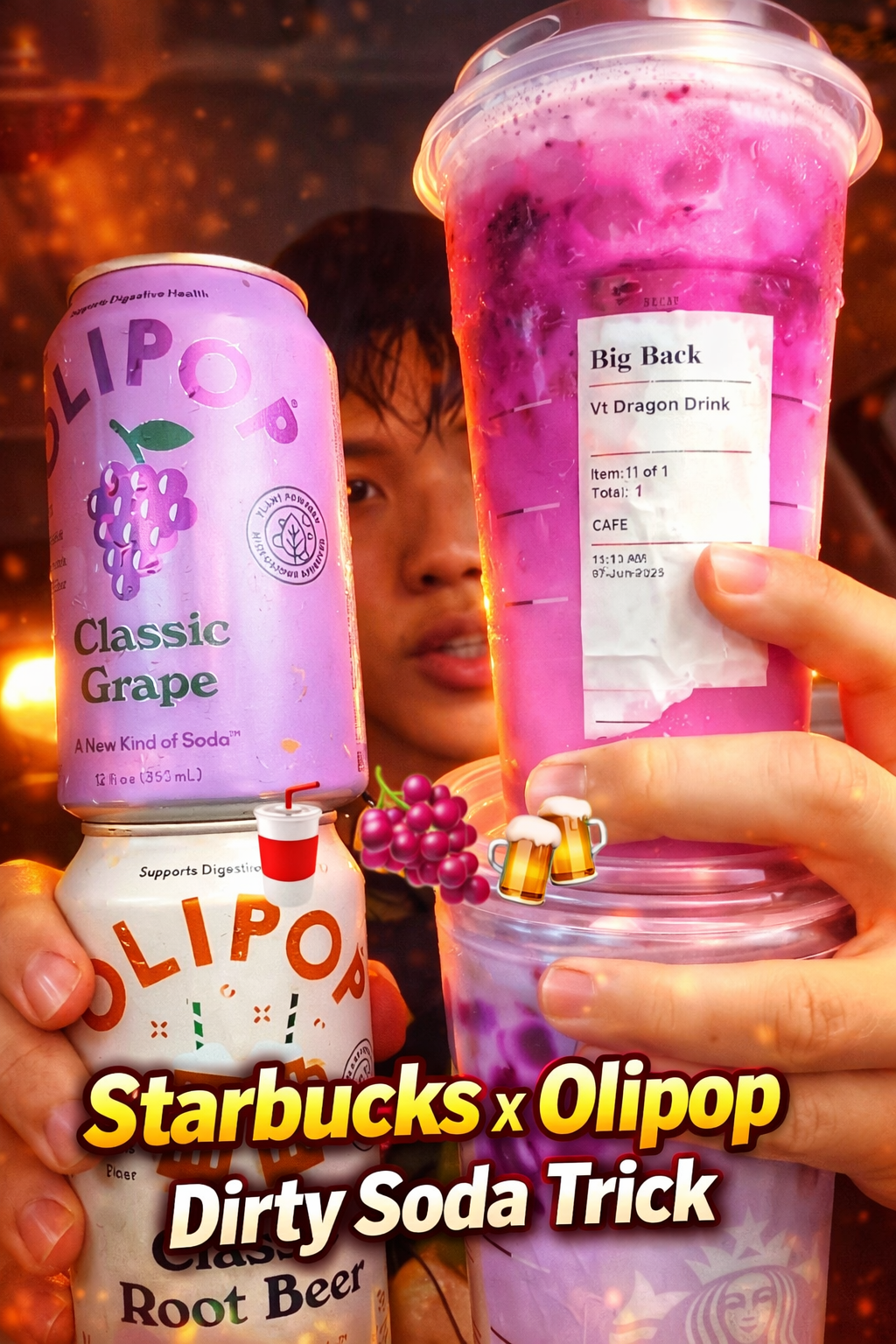 Starbucks x Olipop dirty soda trick