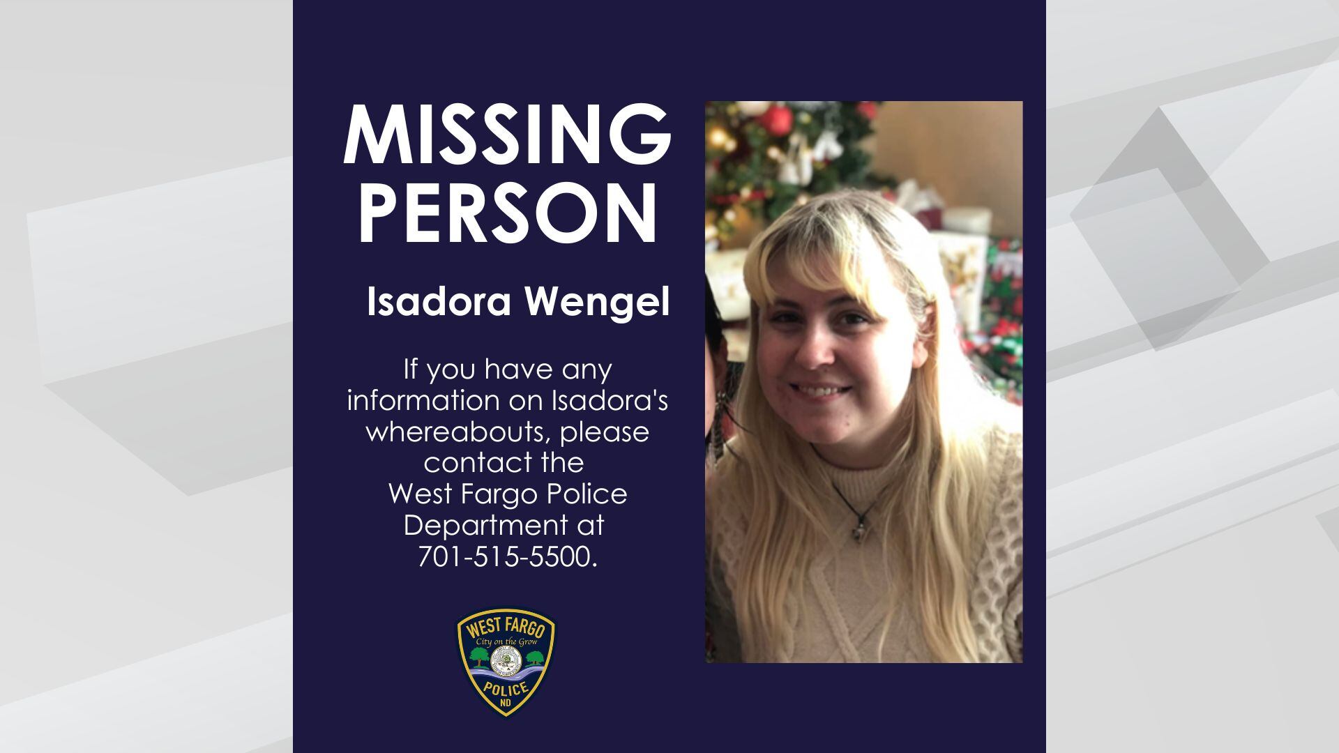 West Fargo Police Department asks for public’s help in locating missing ...