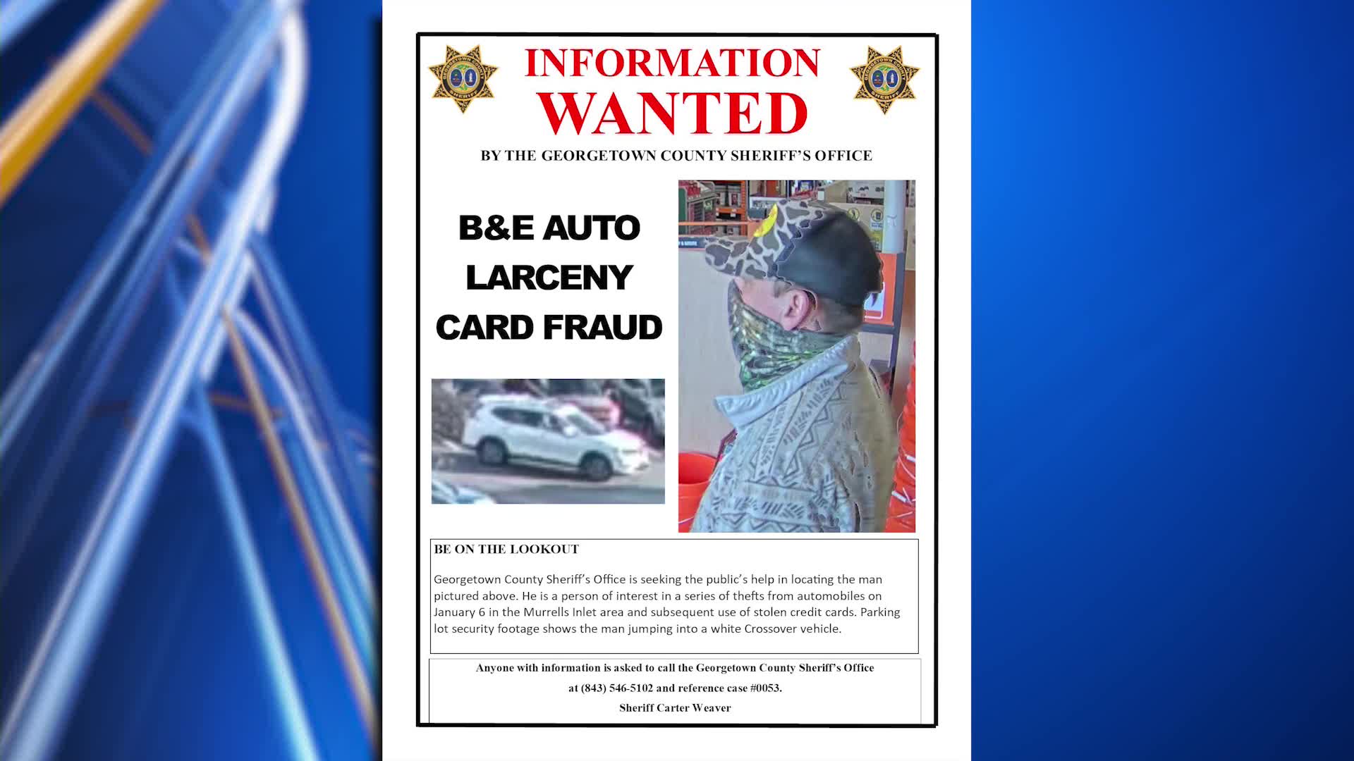 Deputies searching for person of interest in vehicle break-ins, card ...