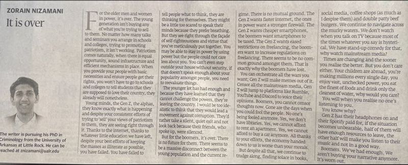 It is now Pakistan's turn, a deleted op-ed by Gen Z student going ...