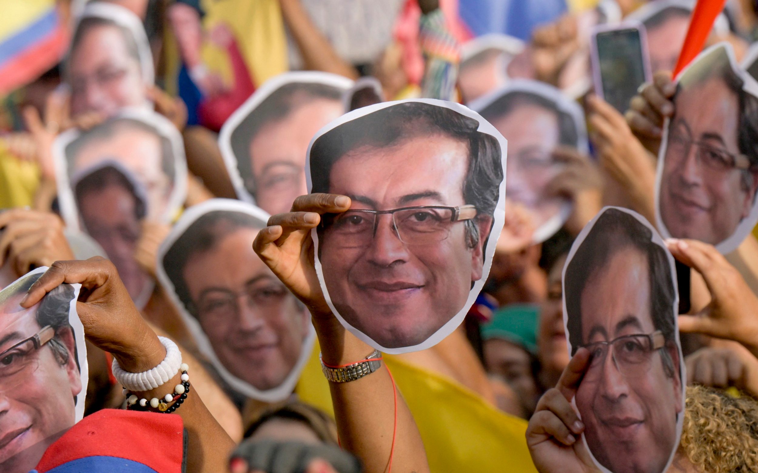 Protesters show images depicting Gustavo Petro, the Colombian president, during demonstrations against Donald Trump - Joaquin Sarmiento/AFP