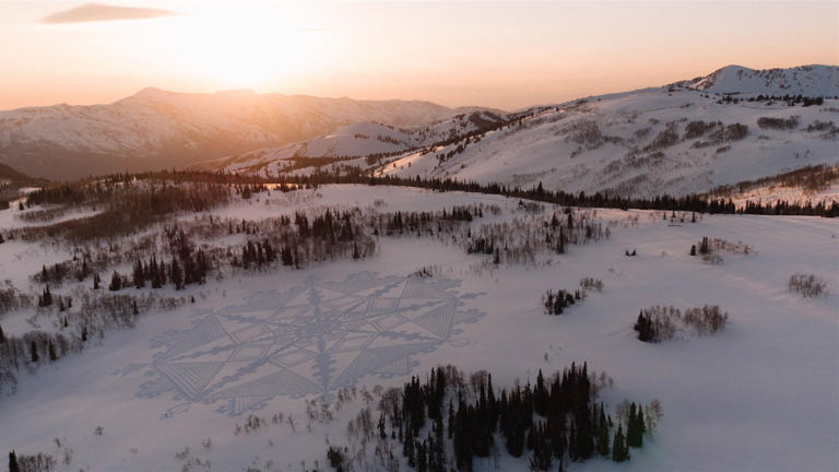 He spends 12 hours making art in the snow, then watches it vanish