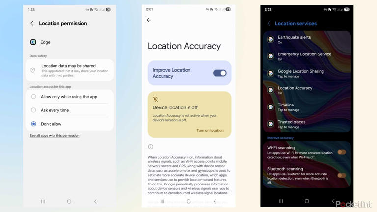 Android Location settings