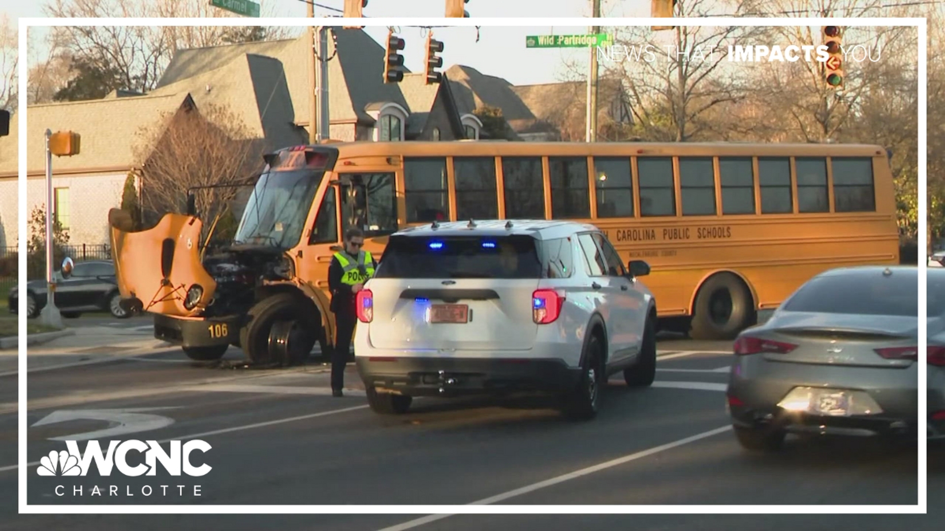 Two hurt in CMS school bus crash
