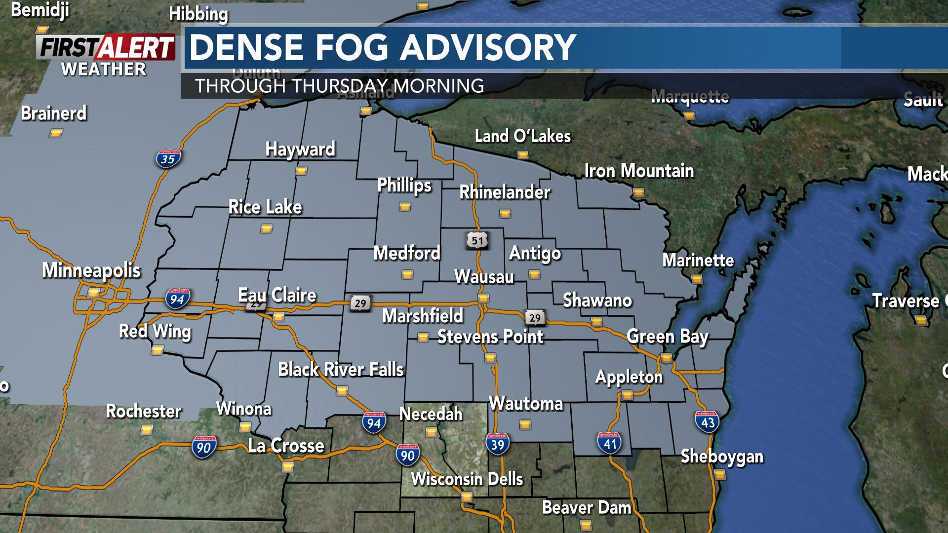 First alert for dense fog again, rain and snow coming Thursday evening