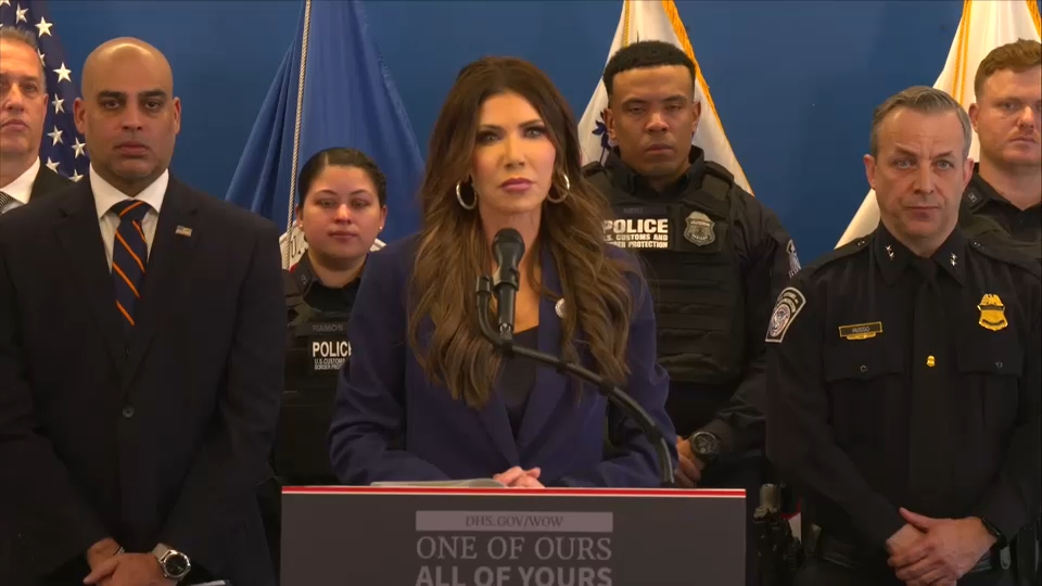 DHS Secretary Kristi Noem defends ICE shooting during briefing in New ...