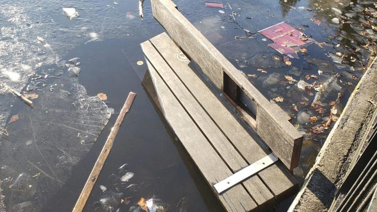 Holocaust memorial bench destroyed and thrown in lake