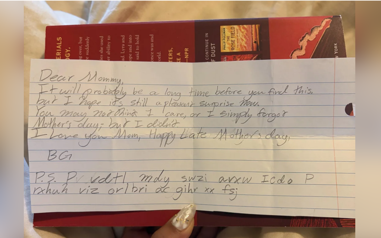 Woman finds coded message hidden in book—then she realizes what it means