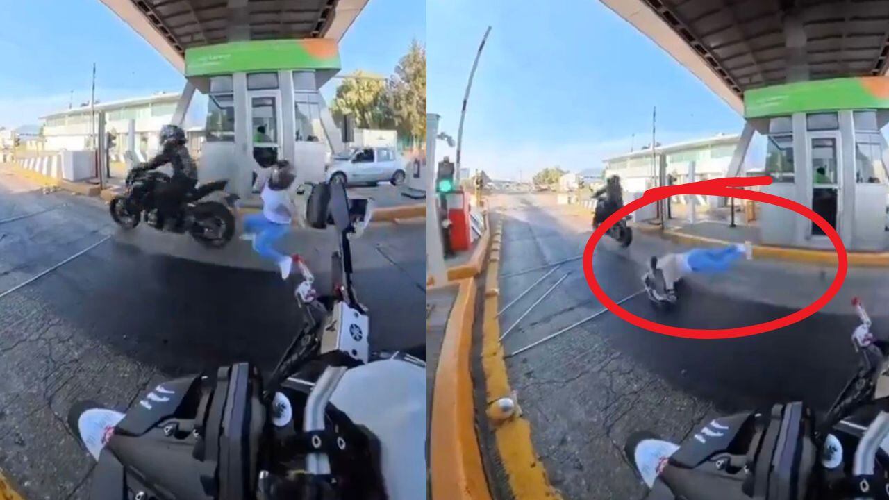 Video: motociclista evade caseta de 40 pesos y deja tirada a su ...