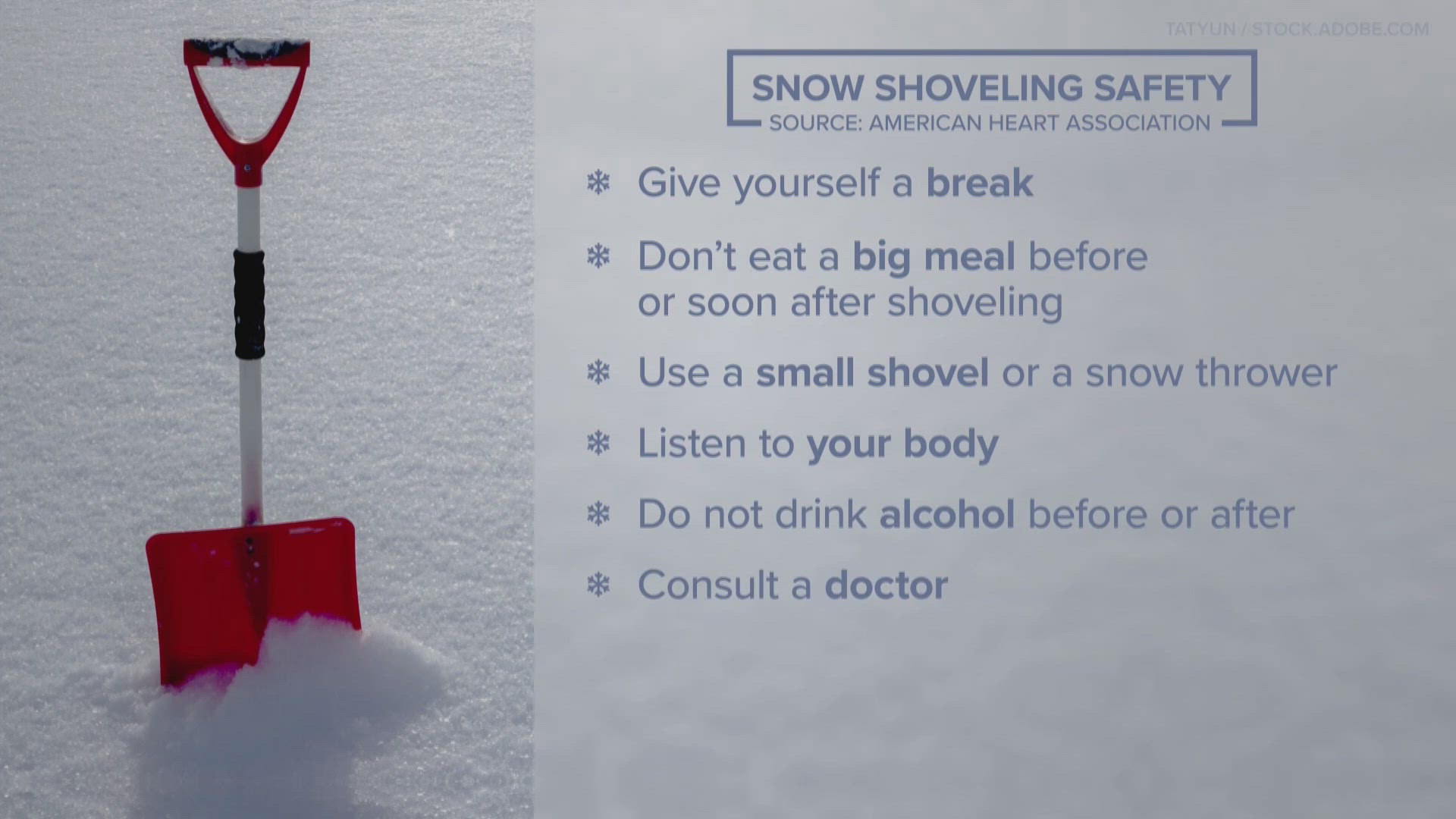 Tips on snow shoveling safety