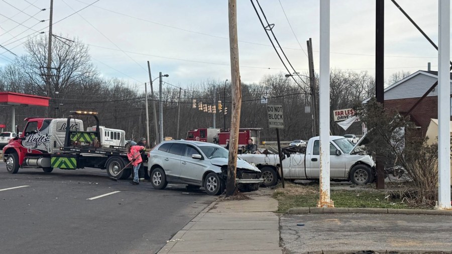 1 taken to hospital after SUV, truck collide