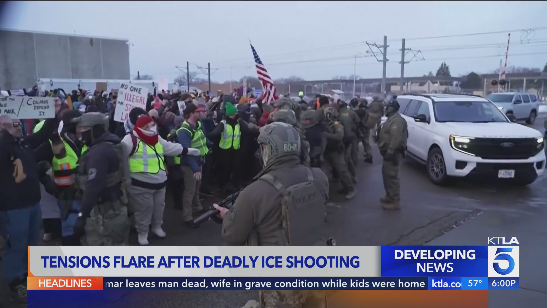 Tensions flare after ICE officer fatally shoots 37-year-old woman in ...