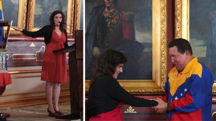 Golinger thanked by Chávez for delivering a speech supporting him on national TV (Photos: Eva Golinger)