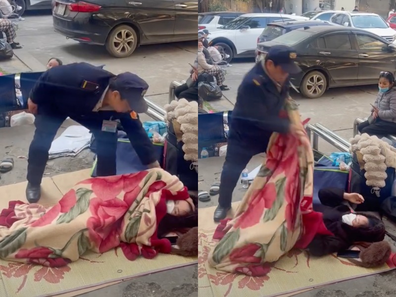 Bảo vệ Bệnh viện Bạch Mai giật chăn người nhà bệnh nhân bị buộc thôi việc