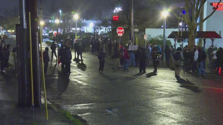 Dozens protest outside Portland ICE facility hours after shooting ...
