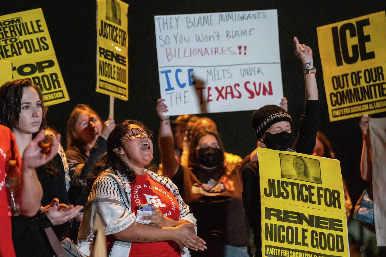 Austin protesters demand justice after fatal ICE shooting in Minneapolis