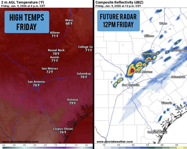 Strong cold front will drive through Texas tonight. Here's how far ...