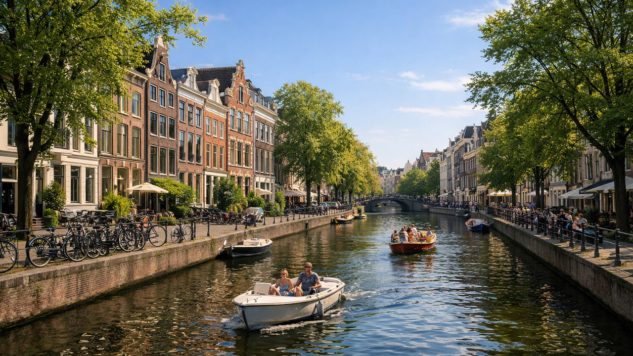 A relaxed midday walk along Amsterdam canals